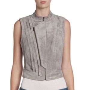 BCBG Max Azria Damien Moss Grey raw edge vest coat